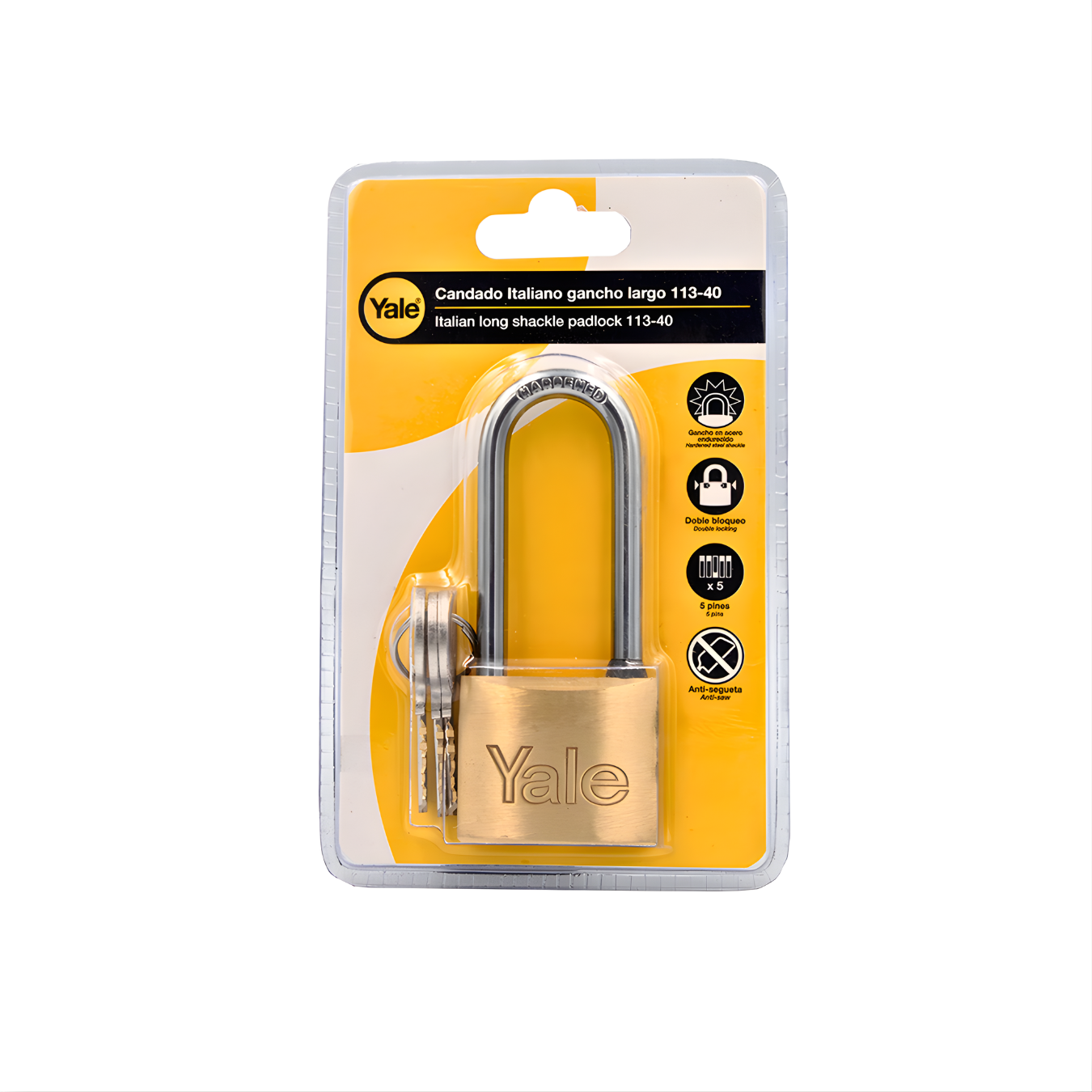 10650 CANDADO ARCO BRONCE GANCHO LARGO 40mm (BLISTER) - YALE