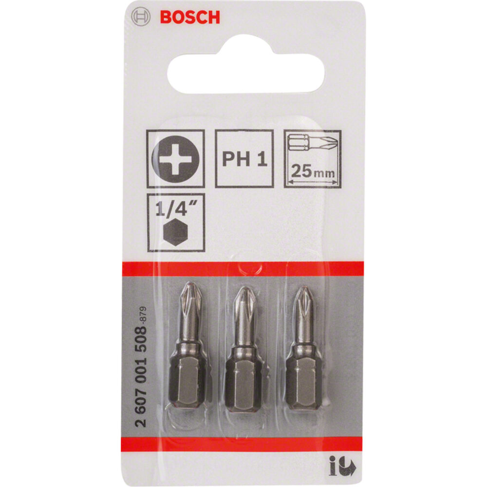 BIT PUNTA PHILLIPS #1X25mm PH1 (X3UND) - BOSCH 2607.001.508-000