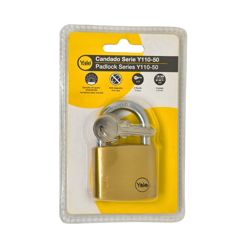 10424 CANDADO Y110 ARCO BRONCE 50mm (BLISTER) - YALE