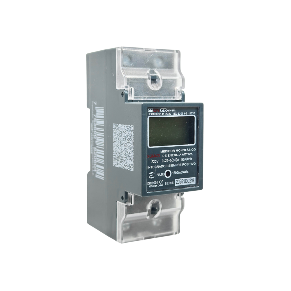 SGM42L MEDIDOR MONOFASICO RIEL 5(60) A220 VAC LCD 60HZ - STRONGER