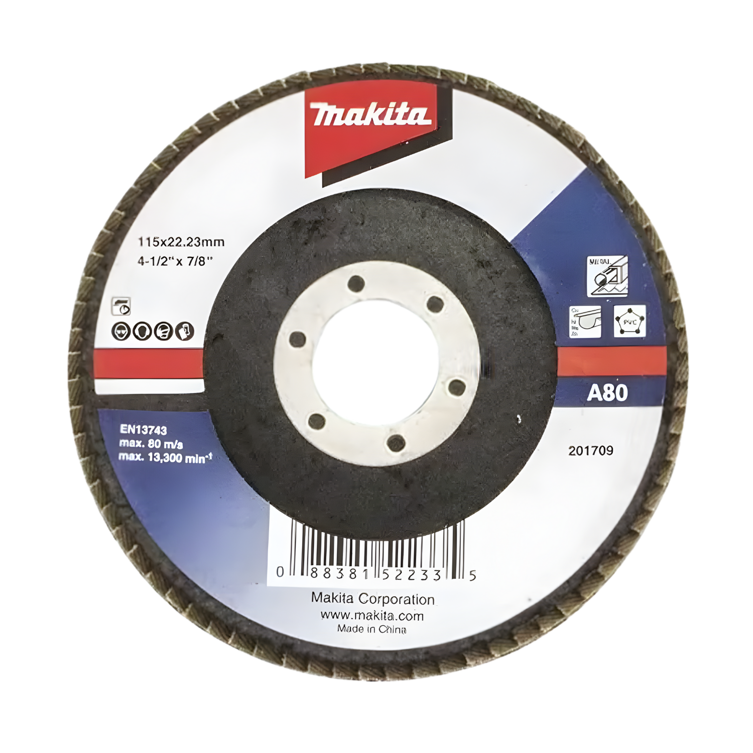 D-63454 DISCO FLAP ANGULAR METAL 4-1/2" G80 STANDAR - MAKITA