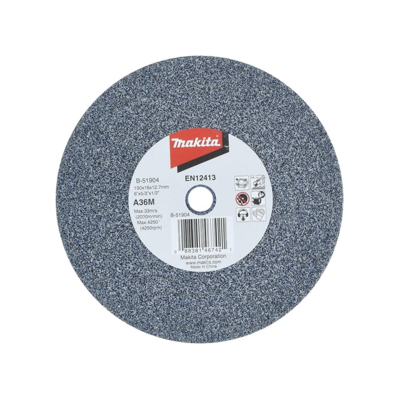B-51904 RUEDA ABRASIVA PARA ESMERIL DE BANCO 6" GR A36M - MAKITA
