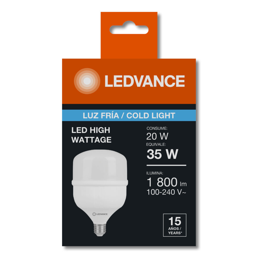 7023315 FOCO LED ALTA POTENCIA 20W 6500K 1800LM 15,000H E27 100-240V - LEDVANCE