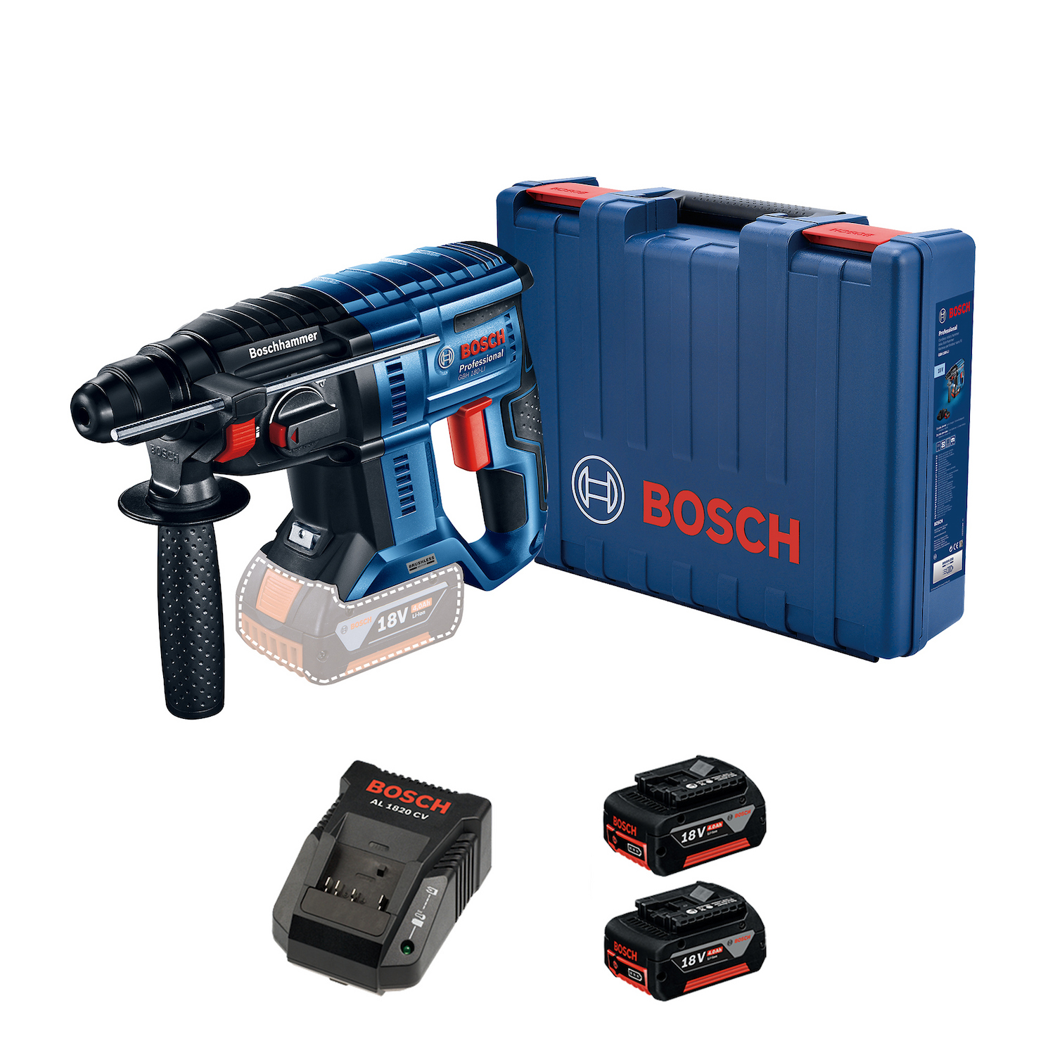 ROTOMARTILLO INALAMB SDS-PLUS18V GBH 180-LI BRUSHLESS (VV) (02BAT 4.0AH + CARG) (MP) - BOSCH - 0611.911.1E0-000