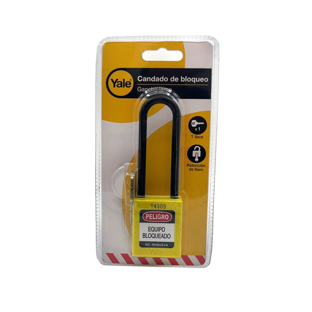 1176 CANDADO GANCHO LARGO NYLON AMARILLO B CANDADO GANCHO LARGO NYLON AMARILLO B 76MM LOTO - YALE