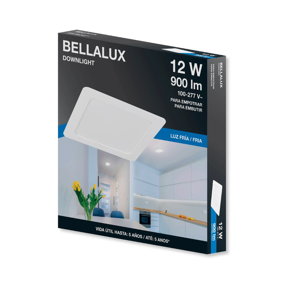 7022767 SLIM PANEL LED EMPOTRAR CUADRADO 12W 6500K 100-240V - BELLALUX