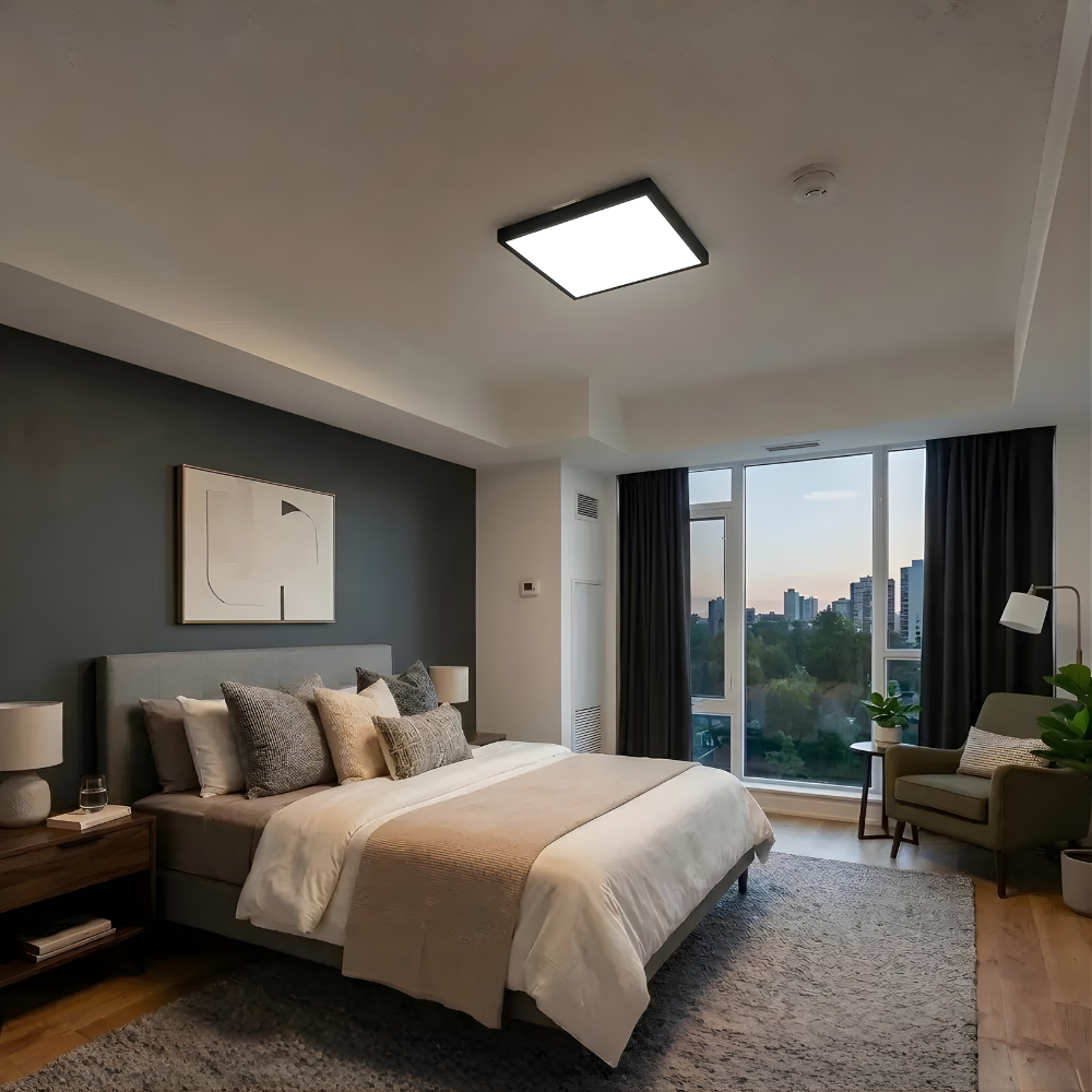 7022913 SLIM PLAFON LED ADOSAR 6W 3000K CUADRADO NEGRO 100-240V - BELLALUX