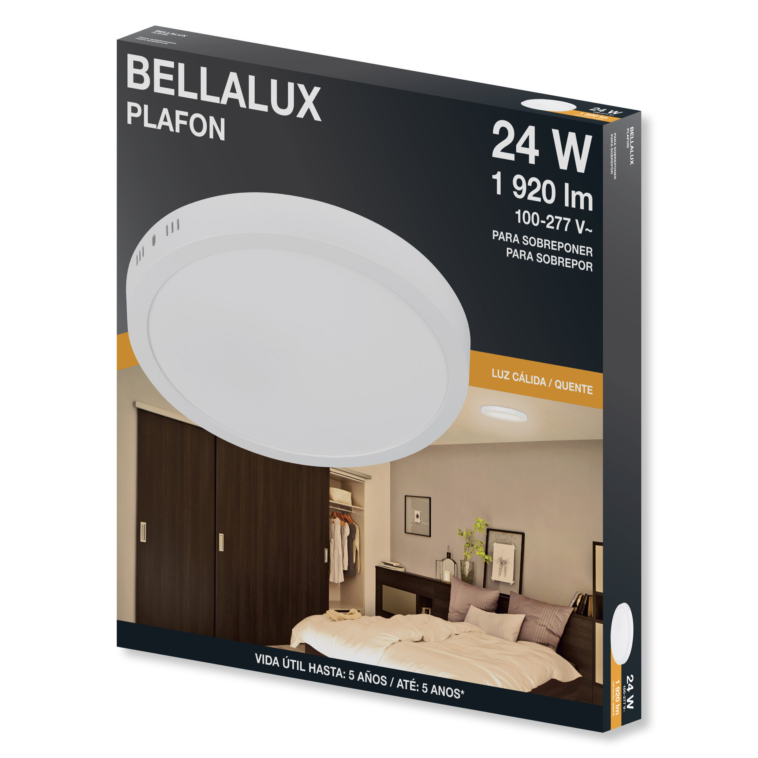7022886 SLIM PLAFON LED ADOSAR 24W 3000K REDONDO BLANCO 100-240V - BELLALUX