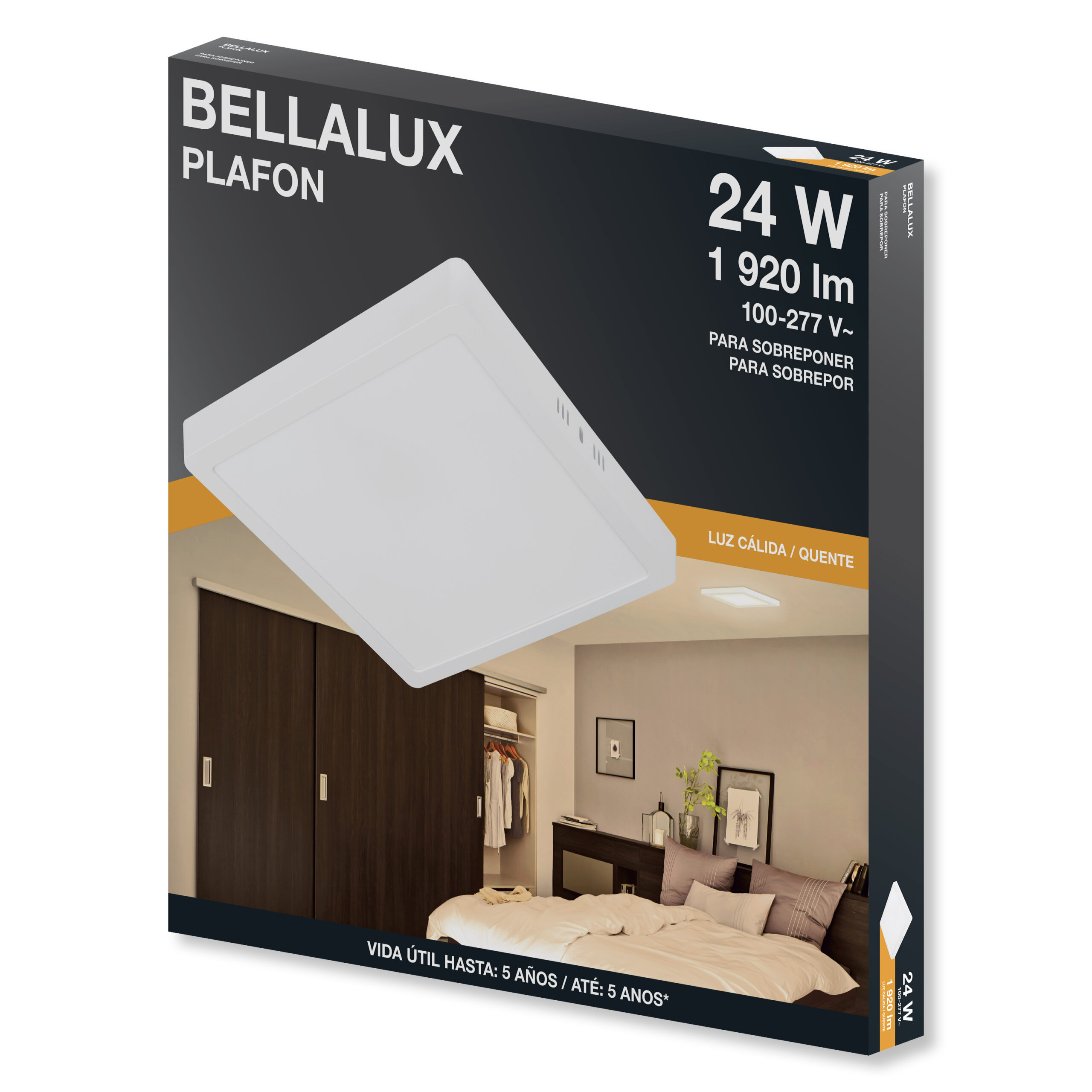 7022898 SLIM PLAFON LED ADOSAR 24W 3000K CUADRADO BLANCO 100-240V - BELLALUX