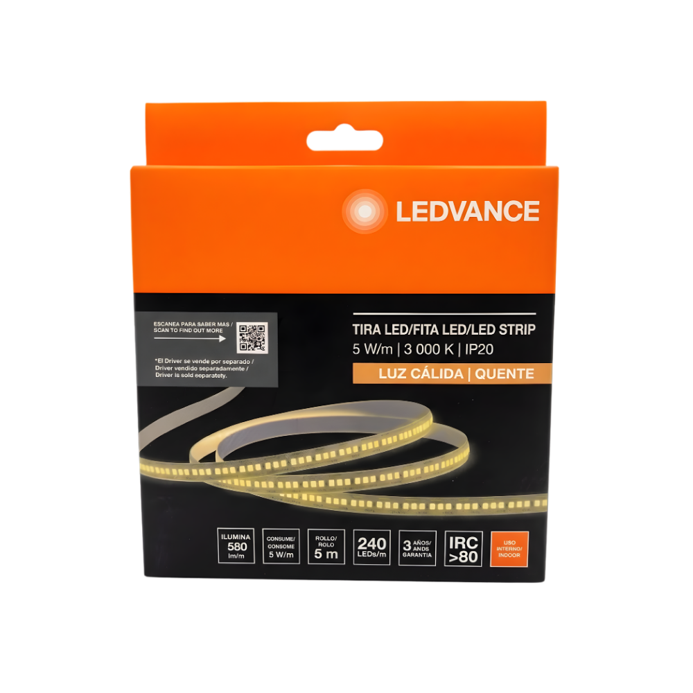 7023111 CINTA LED FITA 5W 3000K 580LM 240LEDS/M (5MT) IP20 - LEDVANCE