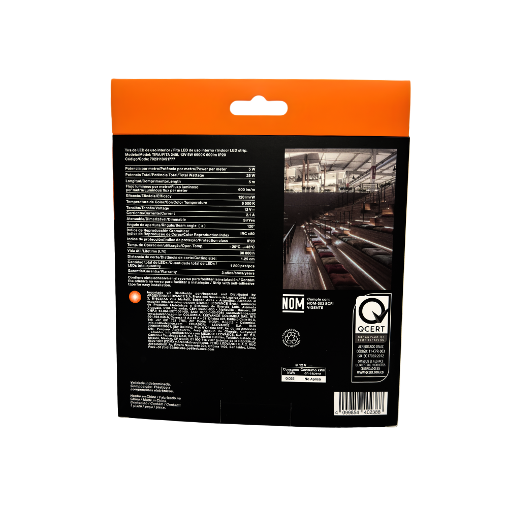 7023113 CINTA LED FITA 12V 5W 6500K 600LM 240LEDS/M (5MT) IP20 - LEDVANCE
