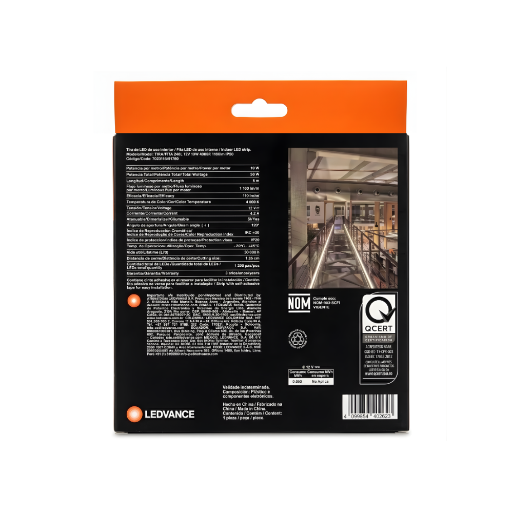 7023116 CINTA LED FITA 12V 10W 4000K 1,100LM 240LEDS/M (5MT) IP20 - LEDVANCE