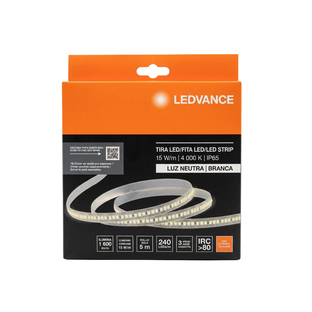 7023136 CINTA LED FITA 12V 15W 4,000K 1,600LM 240LEDS/M (5MT) IP65 - LEDVANCE