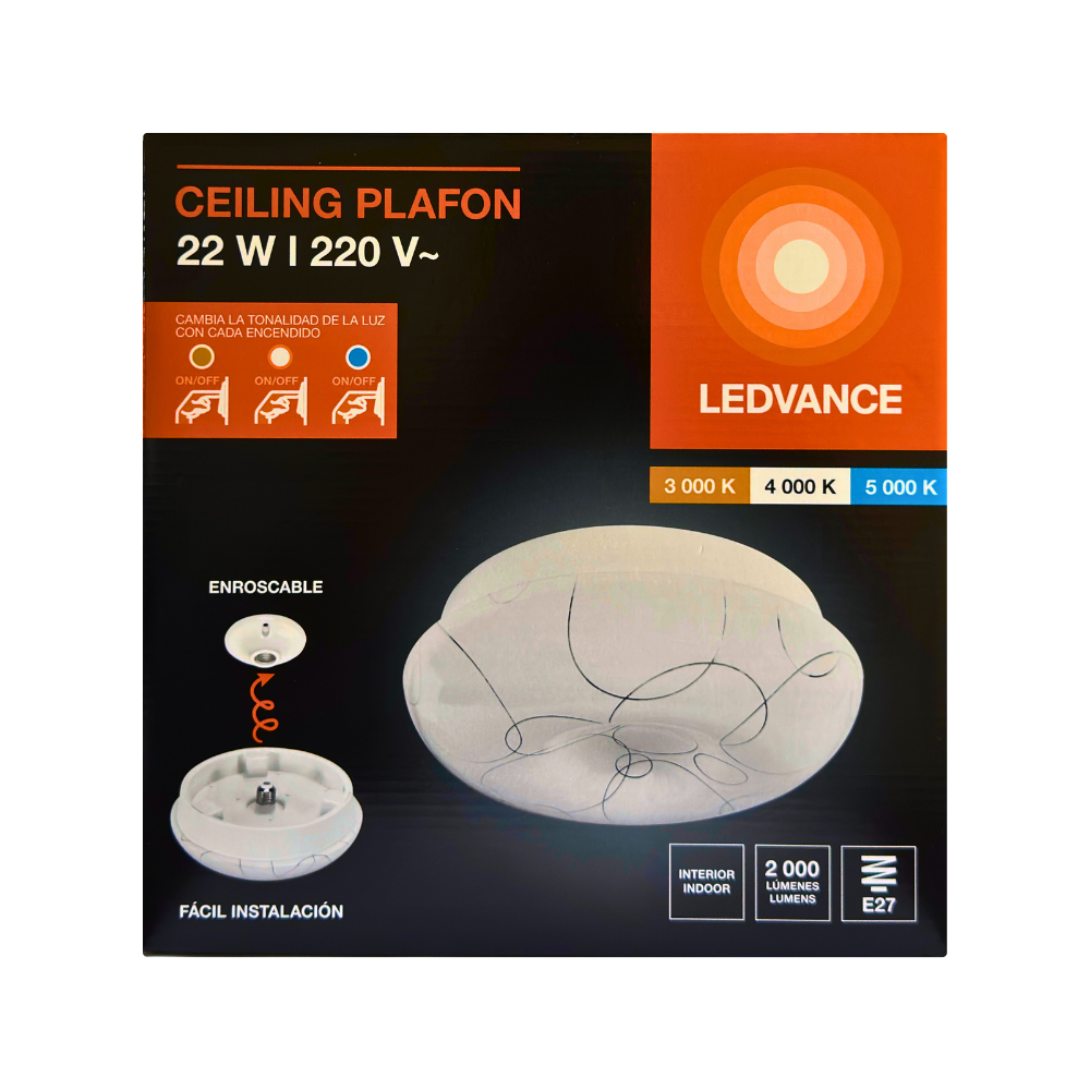 7024758 LUMINARIA DECORATIVA LED CEILING PLAFON 22W 3CCT E27 100-240V - LEDVANCE