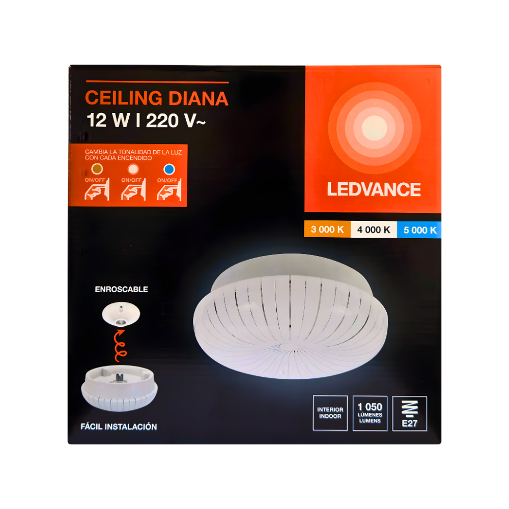 7024759 LUMINARIA DECORATIVA LED CEILING DIANA 12W 3CCT E27 100-240V - LEDVANCE