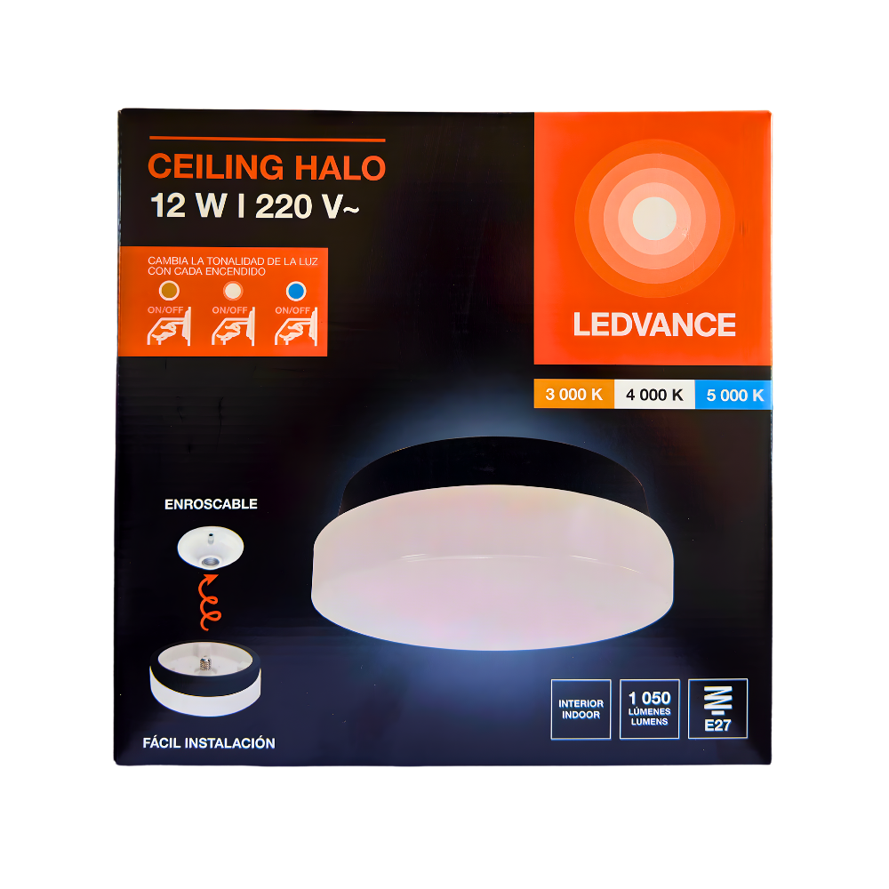 7024760 LUMINARIA DECORATIVA LED CEILING BK HALO 12W 3CCT E27 100-240V - LEDVANCE