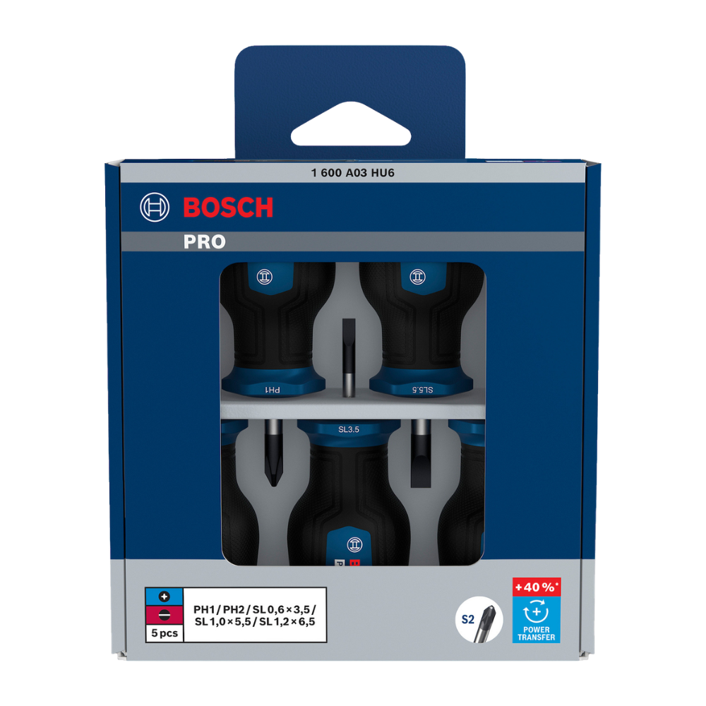 1600.A03.HU6-000 PRO JUEGO DESTORNILLADOR CORTO PH/SL X 5 PZ - BOSCH