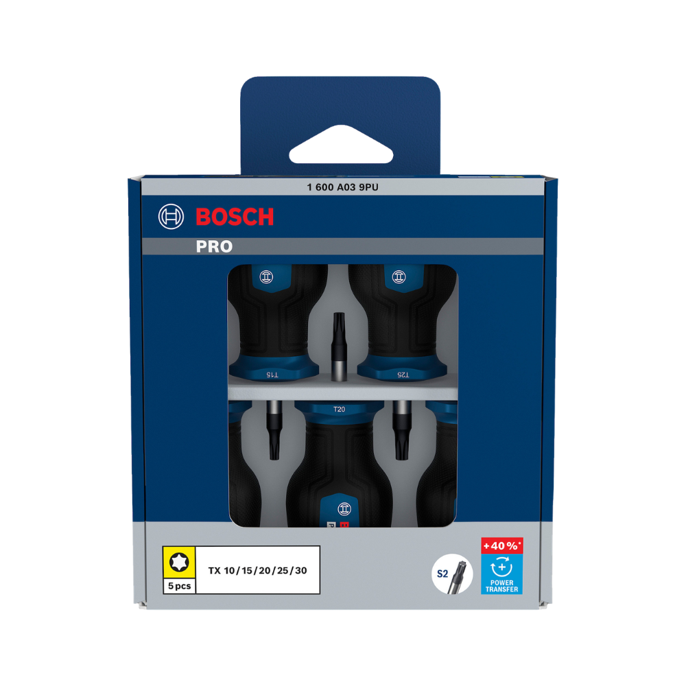 1600.A03.9PU-000 PRO JUEGO DESTORNILLADOR CORTO TX X 5 PZ - BOSCH