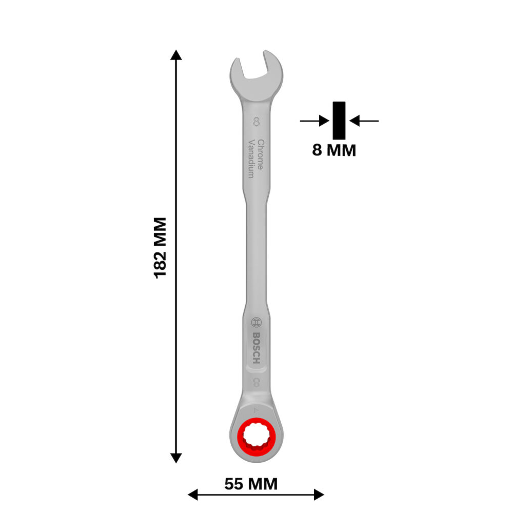 1600.A03.AG6-000 LLAVE COMBINADA C/ RATCHET 8 MM X 136.5 MM - BOSCH