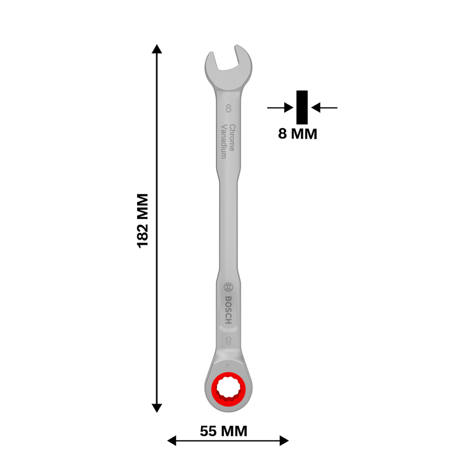 1600.A03.AG6-000 LLAVE COMBINADA C/ RATCHET 8 MM X 136.5 MM - BOSCH