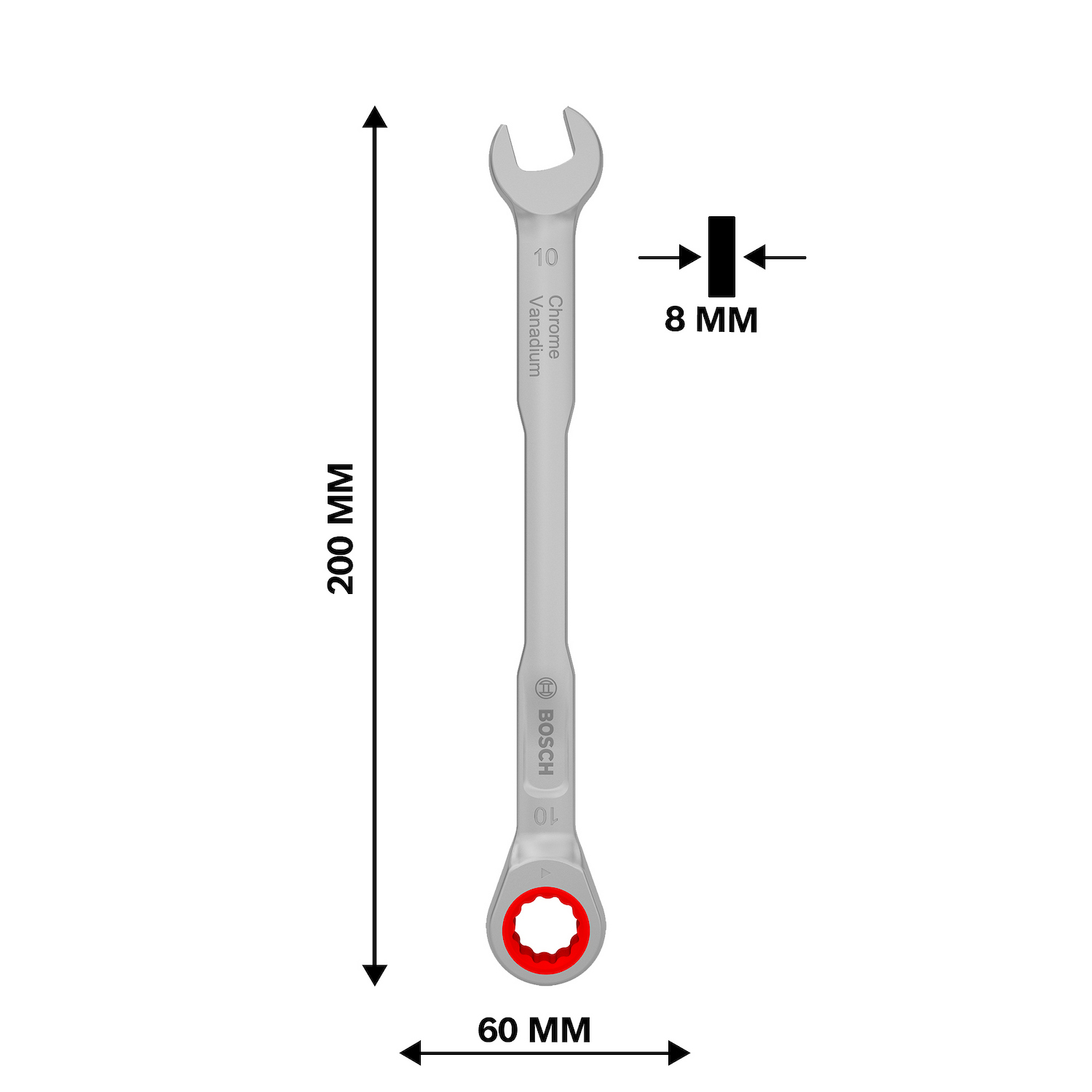 1600.A03.AG7-000 LLAVE COMBINADA C/ RATCHET 10 MM X 153 MM - BOSCH