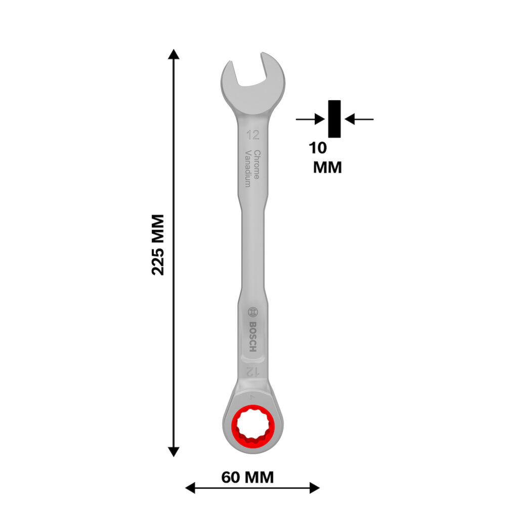 1600.A03.AG8-000 LLAVE COMBINADA C/ RATCHET 12 MM X 165 MM - BOSCH