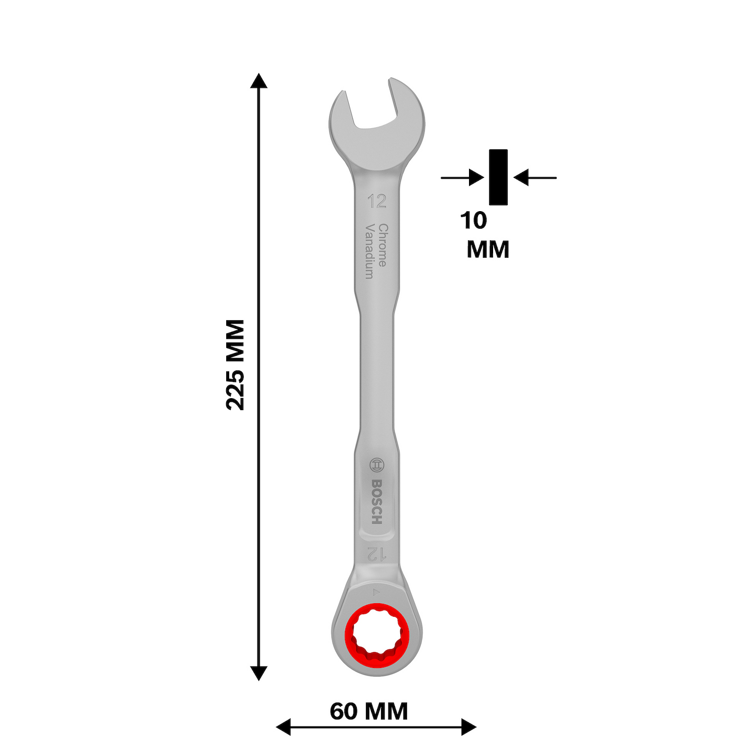 1600.A03.AG8-000 LLAVE COMBINADA C/ RATCHET 12 MM X 165 MM - BOSCH