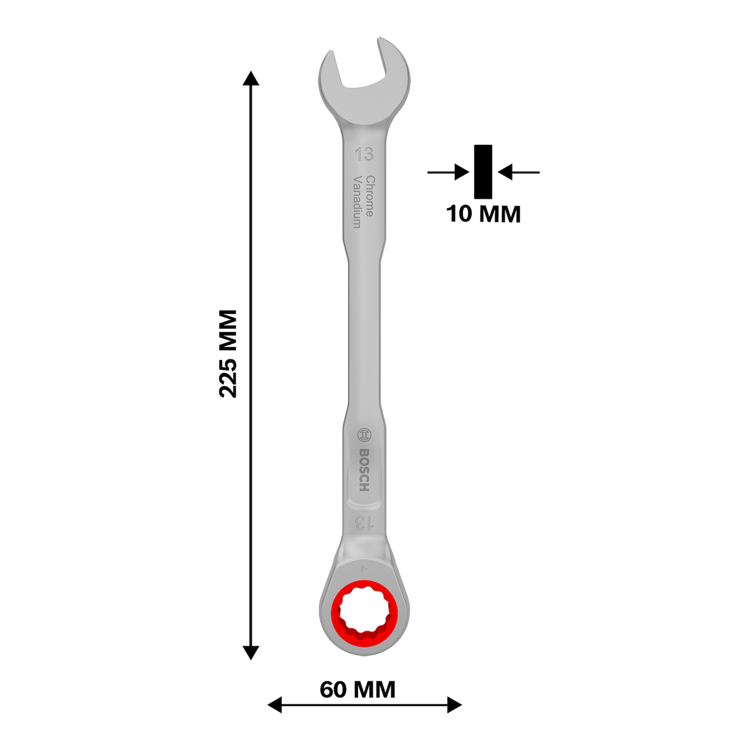 1600.A03.AG9-000 LLAVE COMBINADA C/ RATCHET 13 MM X 179 MM - BOSCH