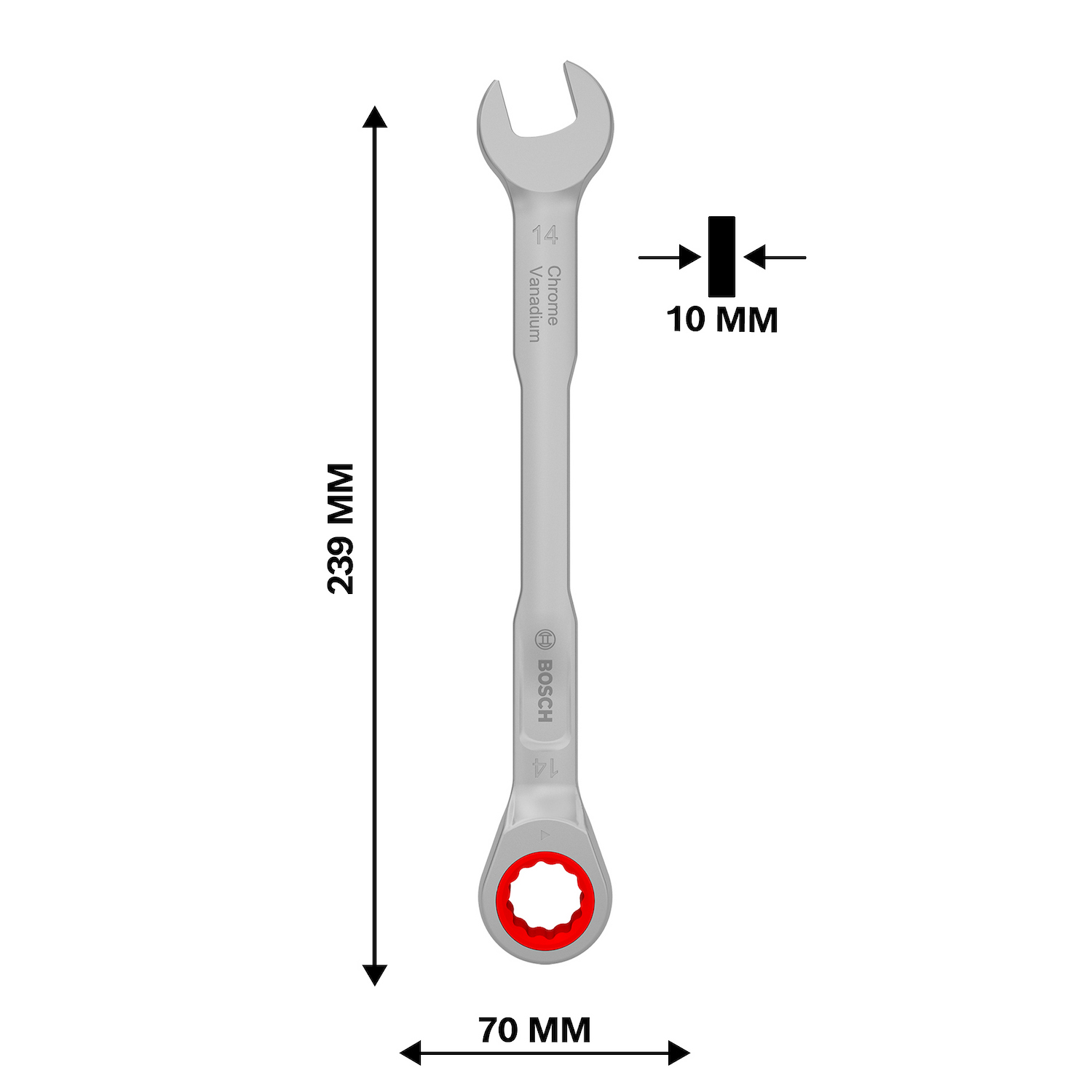1600.A03.AH0-000 LLAVE COMBINADA C/ RATCHET 14 MM X 191 MM - BOSCH