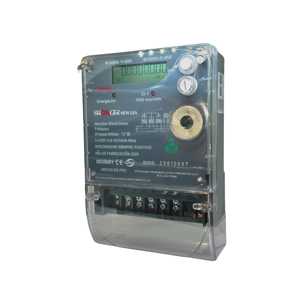 SGM95L MEDIDOR TRIFASICO 0.5-10(100)A 220 VAC LCD 60HZ - STRONGER