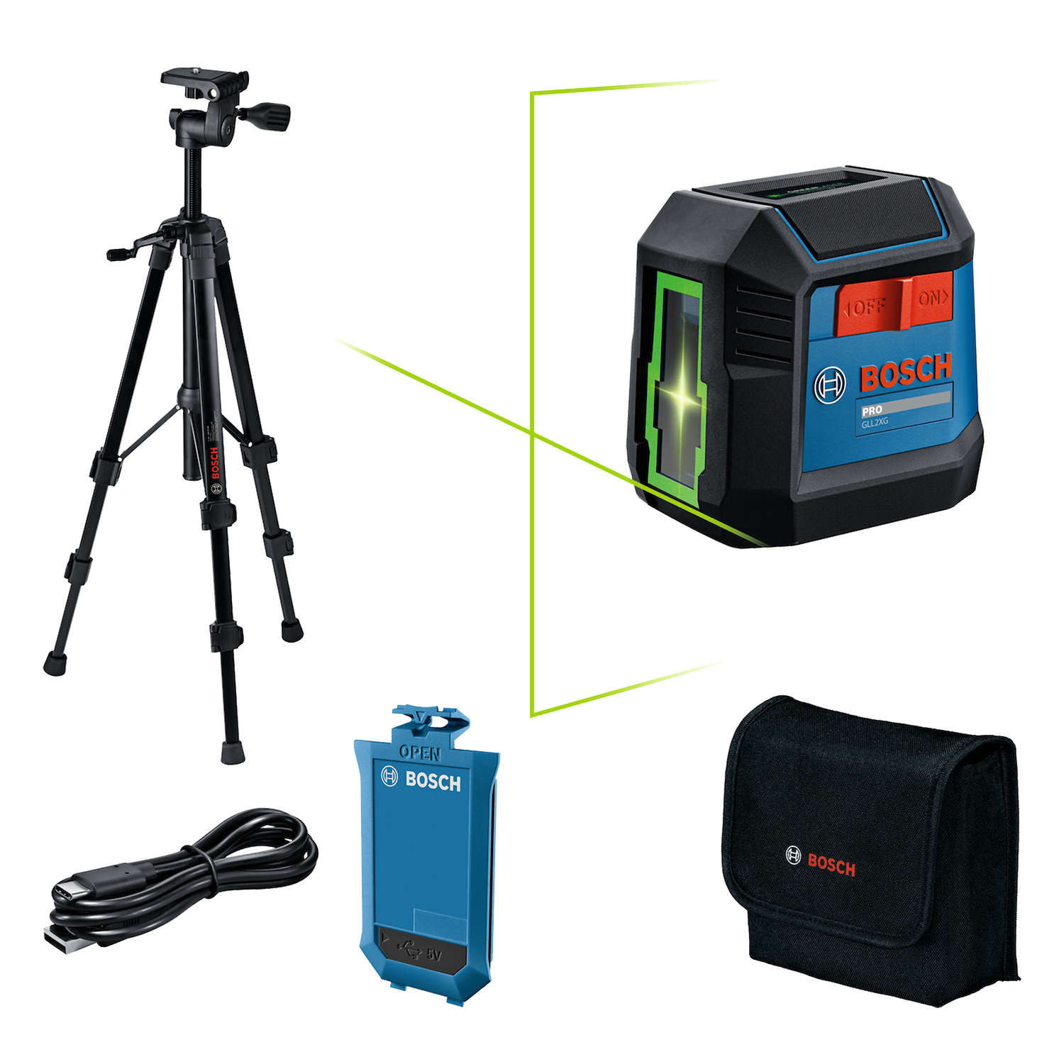 0601.065.3G1-000 NIVEL LASER 2 LINEAS VERDES 20 M BATERIA RECARGABLE + TRIPODE BT 120 GLL2XG LI - BOSCH