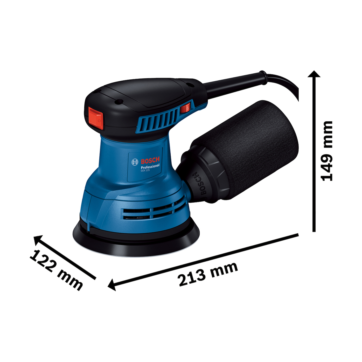0601.3A8.0E0-000 LIJADORA EXCENTRICA 5" 290W 12000 RPM GEX 125 - BOSCH