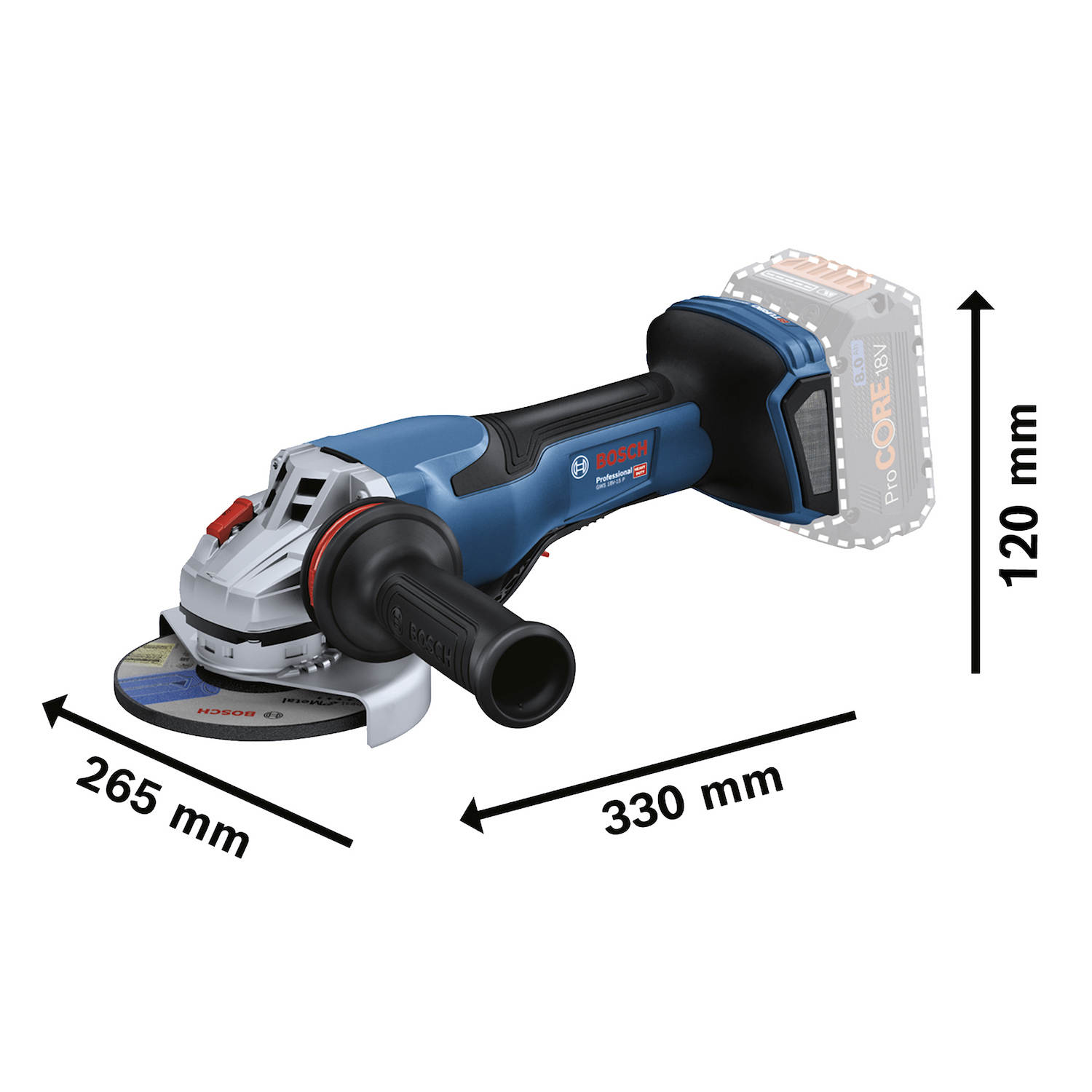 0601.9H6.AE0-000 AMOLADORA ANGULAR 5" 18V BITURBO BRUSHLESS BARETOOL GWS 18V-15 P - BOSCH