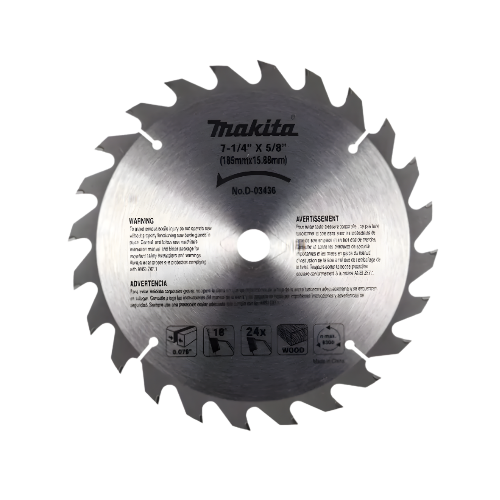 D-03436 DISCO DE SIERRA PARA MADERA 7-1/4" 24D (REDUCTOR 5/8") - MAKITA