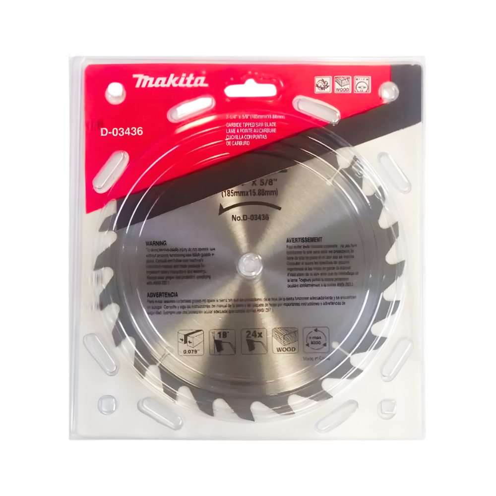 D-03436 DISCO DE SIERRA PARA MADERA 7-1/4" 24D (REDUCTOR 5/8") - MAKITA