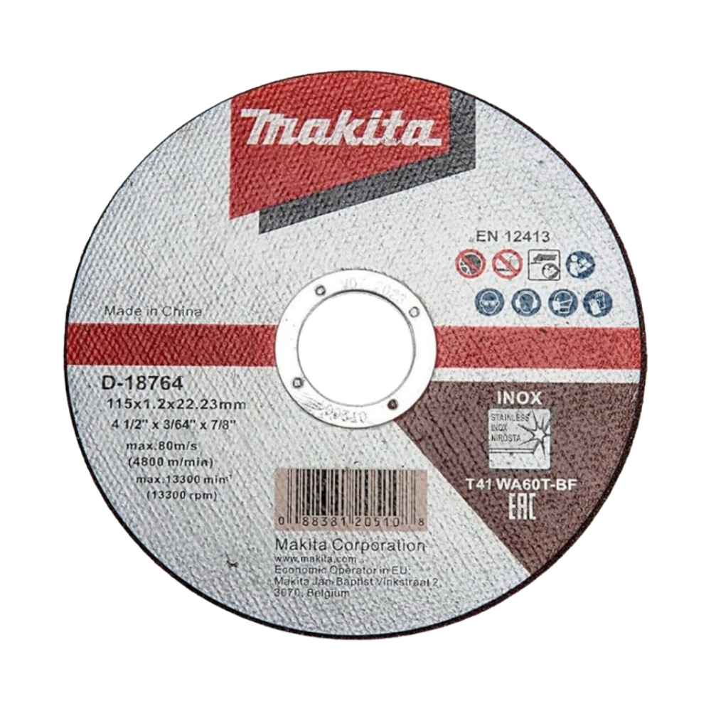 D-18764 DISCO ABRASIVO CORTE INOX 4-1/2" X 1.2mm D-18764 - MAKITA