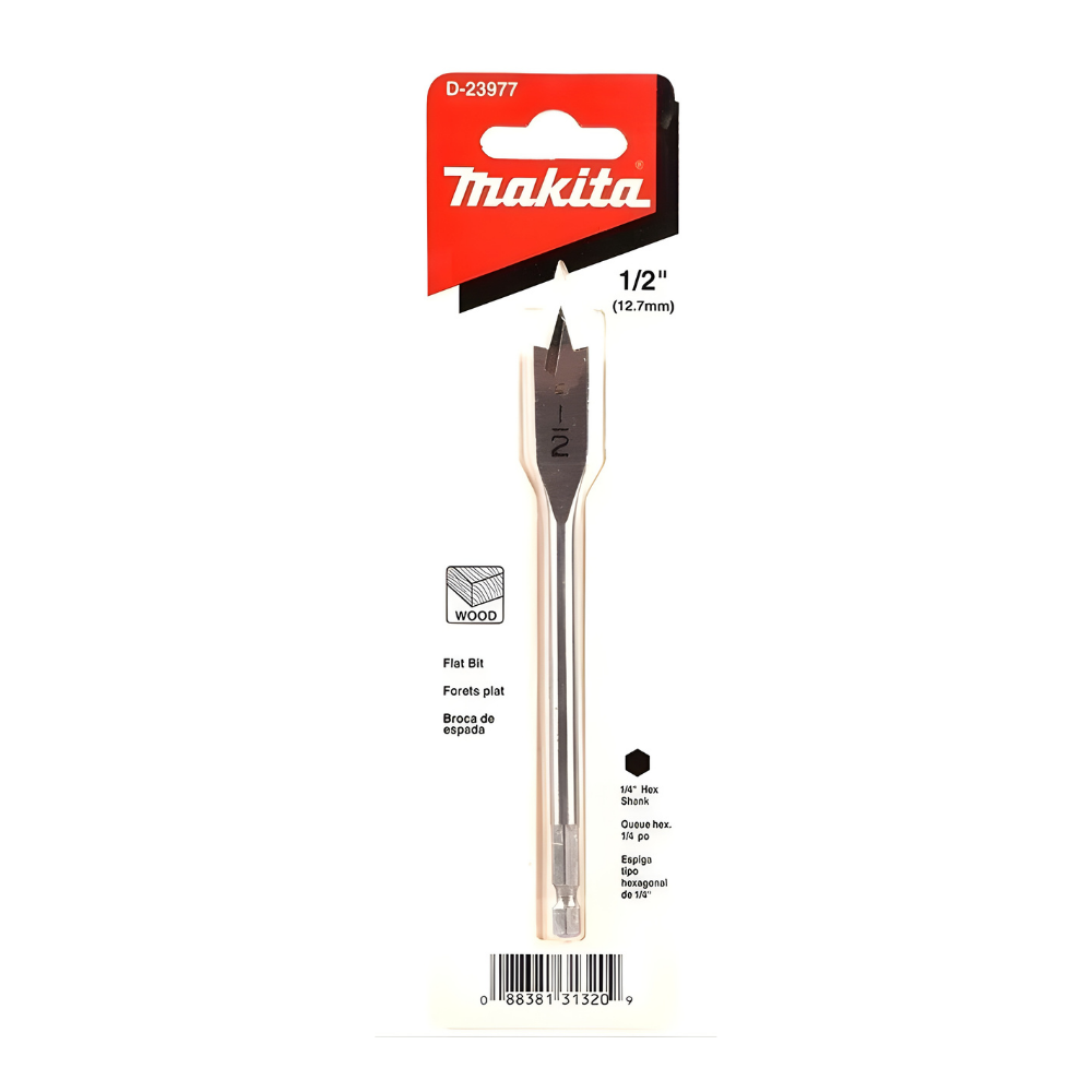 D-23977 BROCA PLANA PARA MADERA (PALETA) 1/2"x6" VASTAGO HEXAGONAL 1/4" - MAKITA