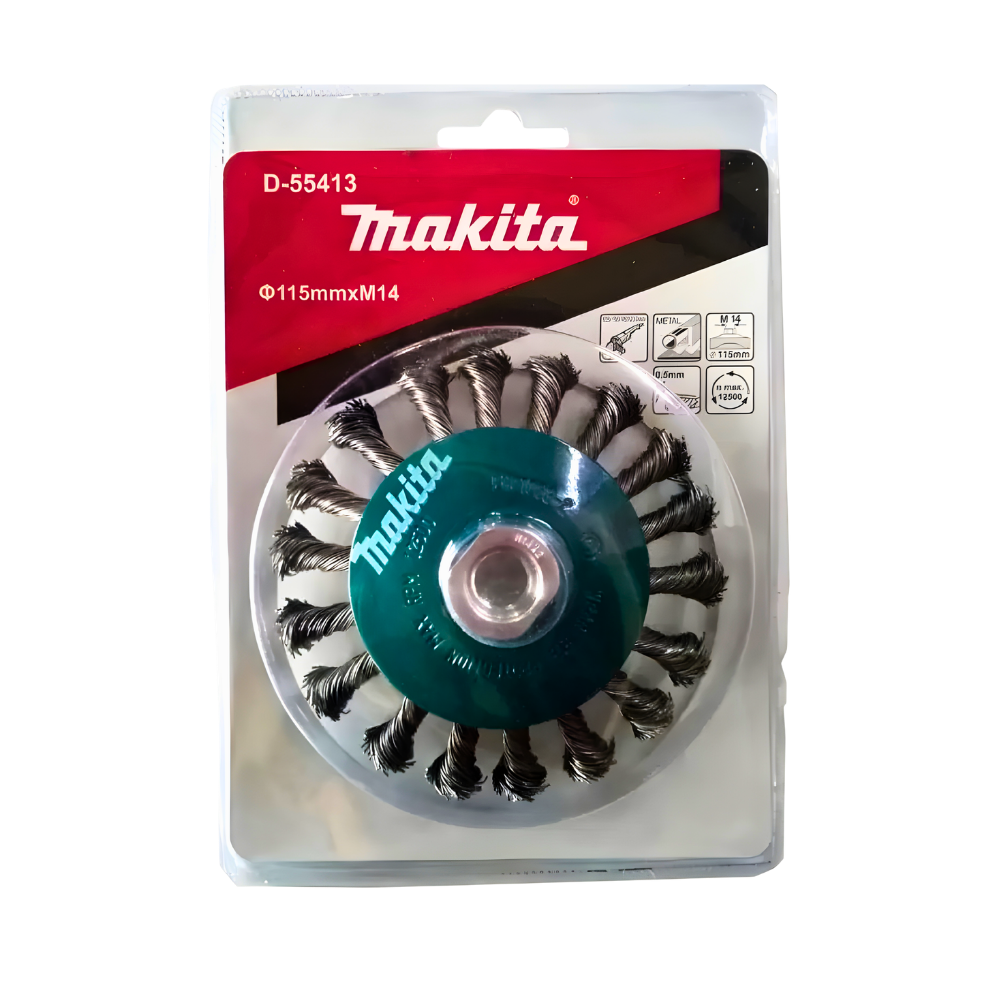D-55413 GRATA CIRCULAR CONCAVA TRENZADA 4.1/2" PELO 0.5mm ROSCA M14 - MAKITA