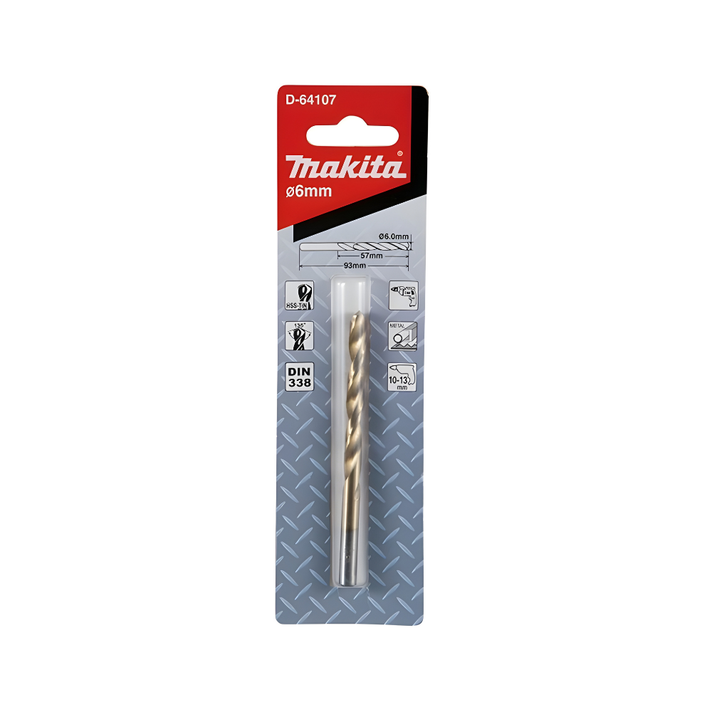 D-64107 BROCA PARA METAL HSS-TIN 6x93mm VASTAGO CILINDRICO - MAKITA