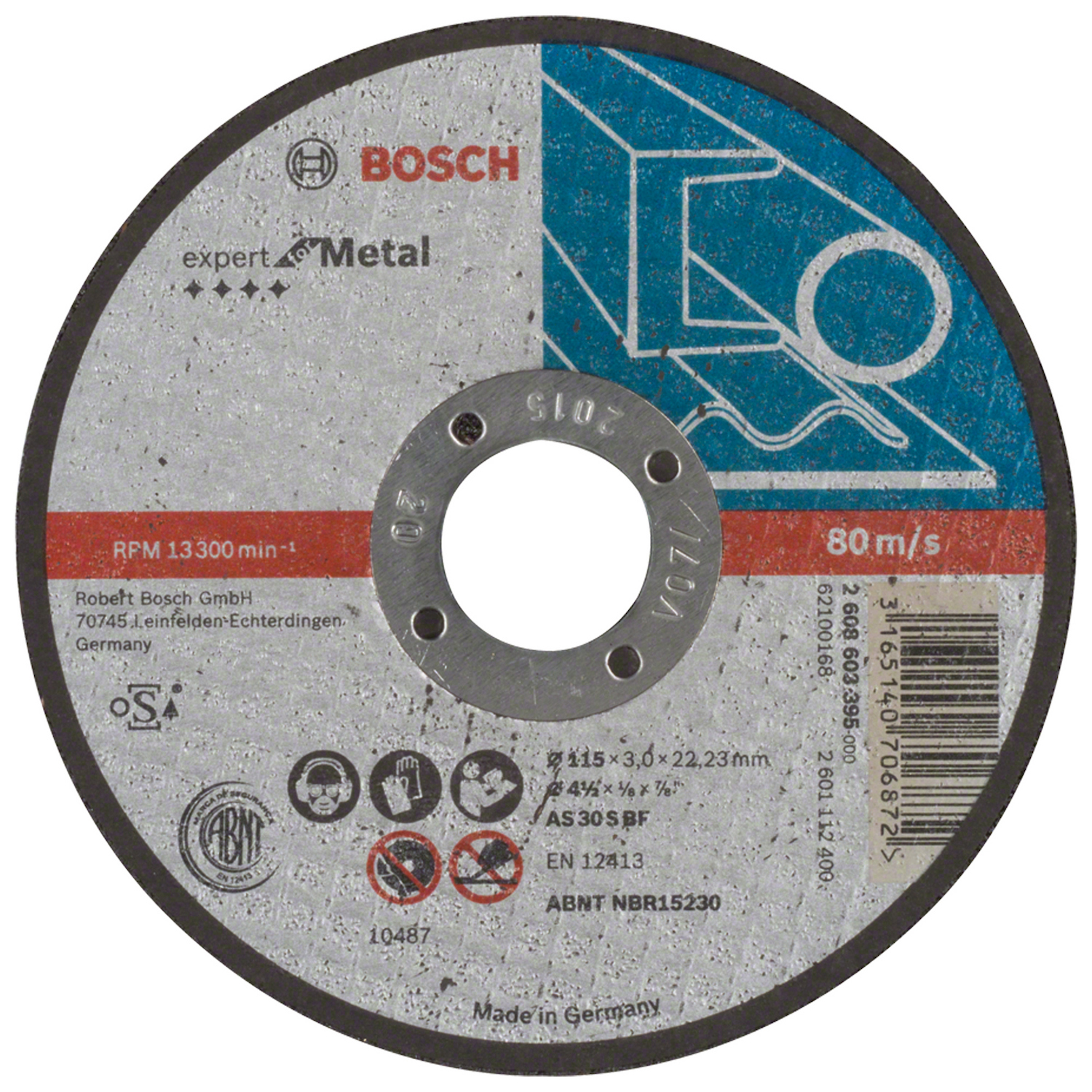 2608.603.395-000 DISCO ABRASIVO CORTE METAL EXPERT 4-1/2" (115X3.0mm) (RECTO) - BOSCH