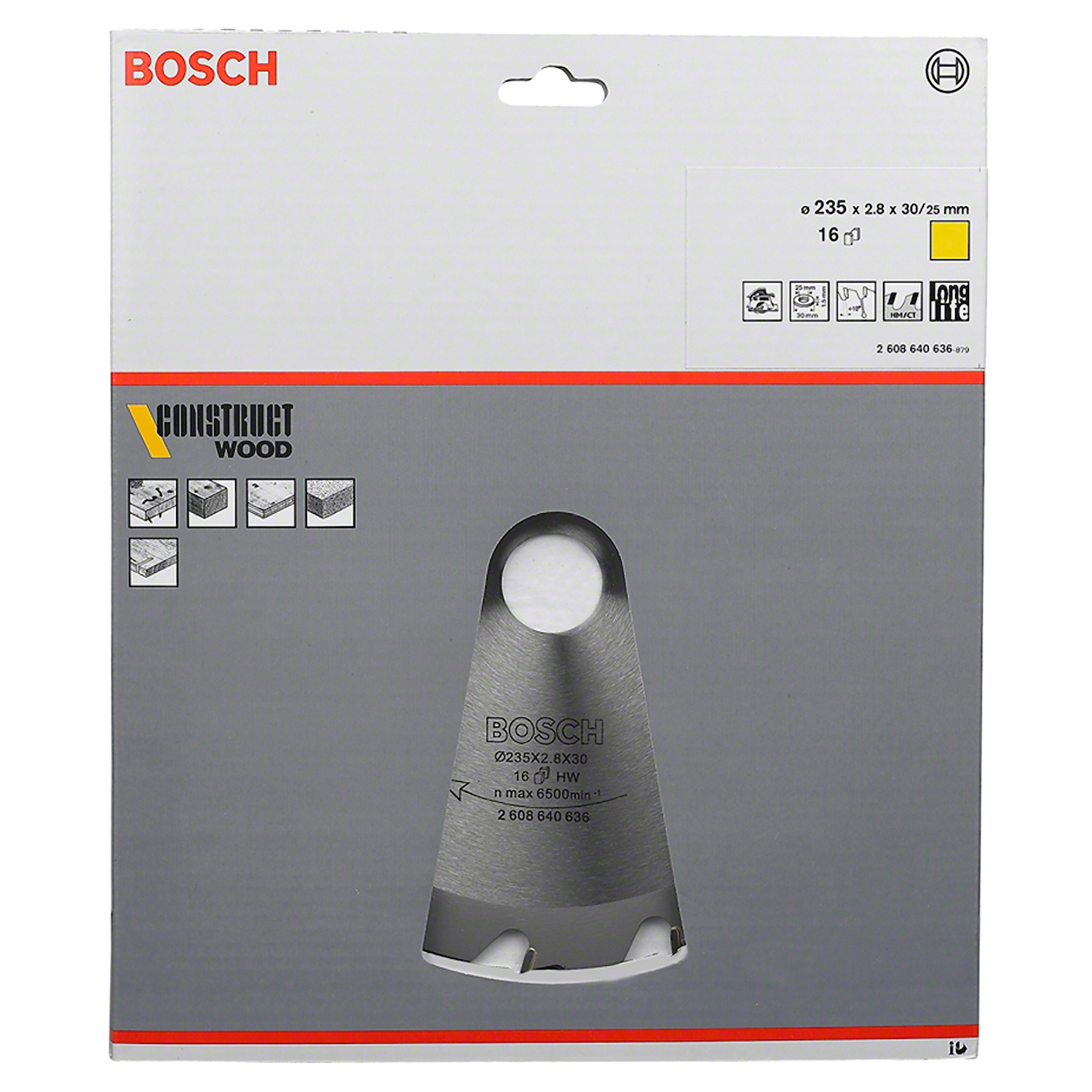 2608.640.636-000 DISCO SIERRA CIRCULAR PRO CONSTRUCT WOOD 9-1/4" X 16D - BOSCH