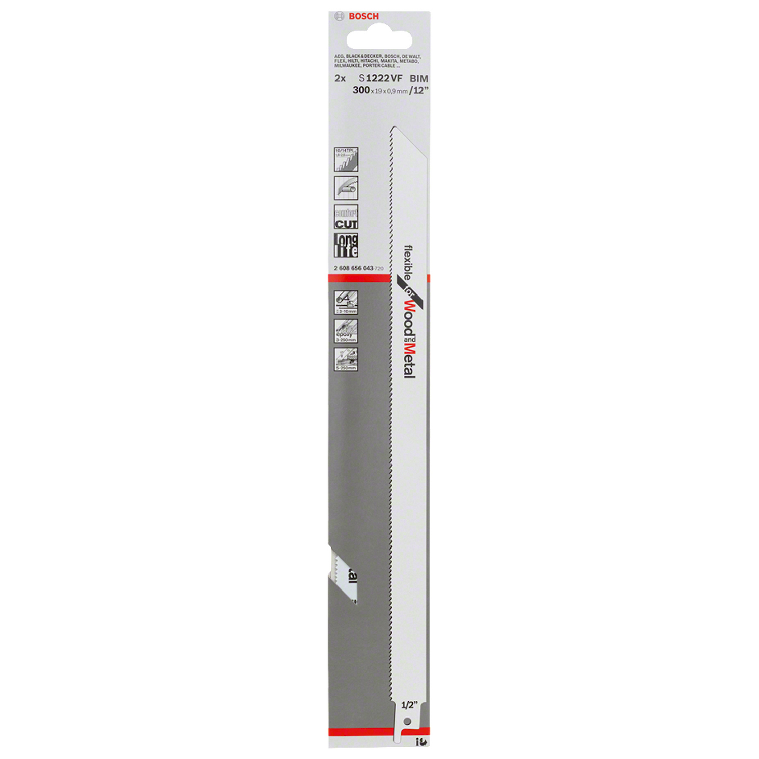 2608.656.043-000 CUCHILLA PARA SIERRA SABLE HDSS FLEXIBLE WOOD METAL S1222VF (X02PZS) - BOSCH