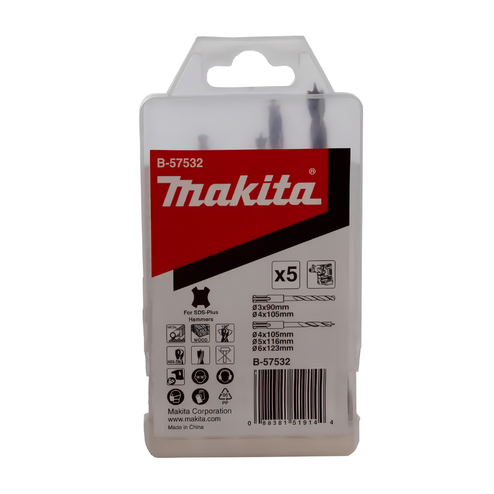 B-57532 SET BROCAS SDS-PLUS PARA MADERA Y METAL 5 PIEZAS - MAKITA