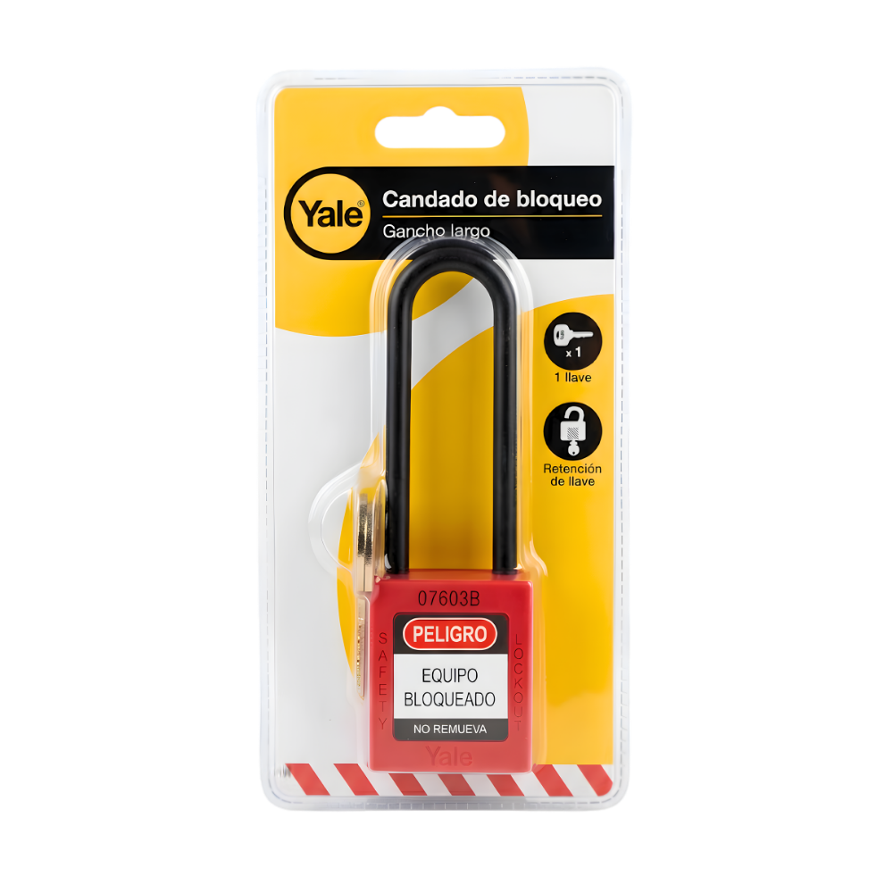 1166 CANDADO GANCHO LARGO NYLON ROJO B 76MM LOTO – YALE