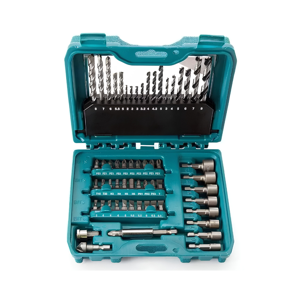 P-90358 SET 60PZS BROCAS (MAD,MET,CONC), PUNTAS Y DADOS (MALETIN PLASTICO) - MAKITA
