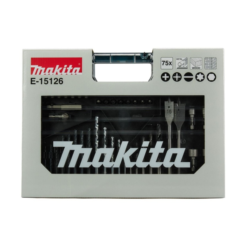 E-15126 SET 75PZS BROCAS Y PUNTAS (CAJA TRANSPARENTE) - MAKITA