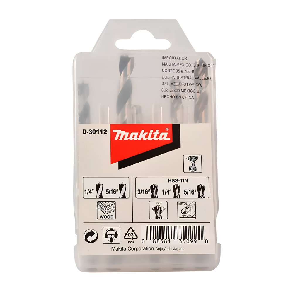 SET BROCAS PARA METAL Y MADERA 5 PIEZAS - MAKITA